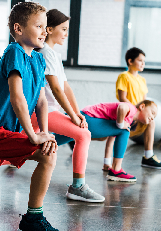 Children stretching before an activity.